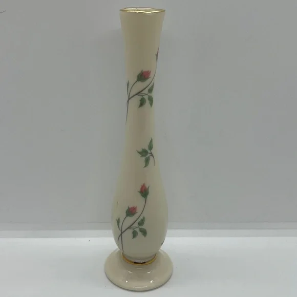 Elegant Cream Lenox Rose Manor Bud Flower Vase Made In The USA 7.5 x 2 Inch. - Picture 6 of 8